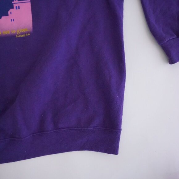 VTG '90S Jerzees Purple Sight And Sound Theaters Religious Crewneck Sweater 3XL - Picture 4 of 9